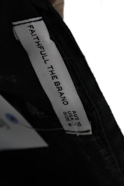 Faithfull The Brand Womens Dress Pants Black Linen Zip Size M