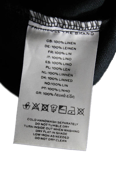 Faithfull The Brand Womens Dress Pants Black Linen Zip Size M