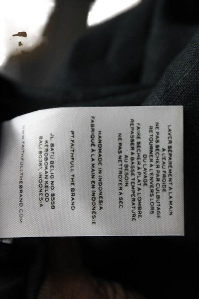 Faithfull The Brand Womens Dress Pants Black Linen Zip Size M