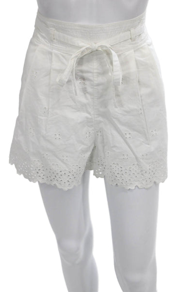 Ulla Johnson Women Paperbag Tie Waist Cotton Shorts White Size 4