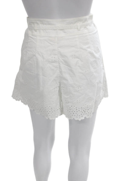 Ulla Johnson Women Paperbag Tie Waist Cotton Shorts White Size 4