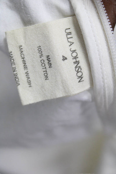 Ulla Johnson Women Paperbag Tie Waist Cotton Shorts White Size 4