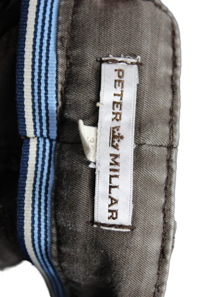 Peter Millar Mens Chino Pants Brown Cotton Button Fly Size 38