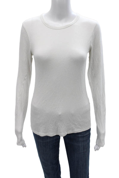Lululemon Womens Basic Rayon Blend White Crew Neck Long Sleeve T-Shirt Size 10