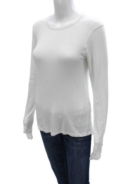 Lululemon Women Basic White Cotton Blend Crew Neck Long Sleeve T-Shirt Size 10