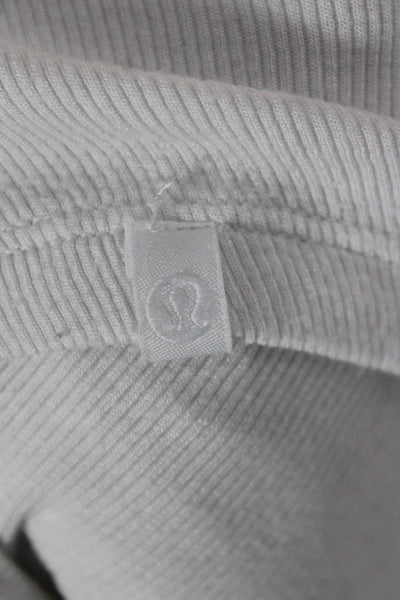 Lululemon Women Basic White Cotton Blend Crew Neck Long Sleeve T-Shirt Size 10