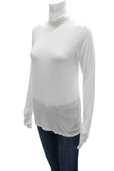 Negative Womens Basic Turtleneck Long Sleeve T-Shirt White Micro Modal Size L