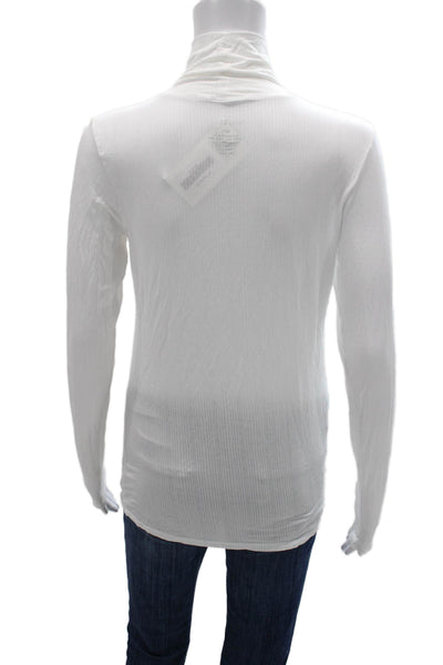 Negative Womens Basic Turtleneck Long Sleeve T-Shirt White Micro Modal Size L