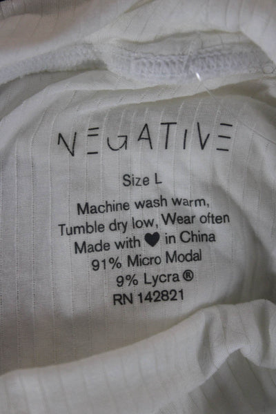 Negative Womens Basic Turtleneck Long Sleeve T-Shirt White Micro Modal Size L