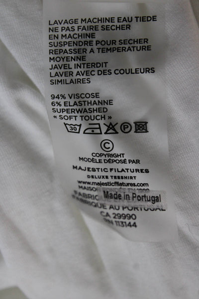 Majestic Filatures Women White Turtleneck Long Sleeve T-Shirt Viscose Size 4