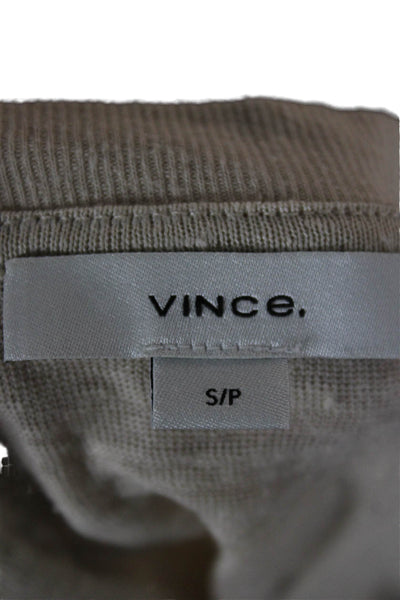 Vince Womens Beige Linen Basic Crew Neck Short Sleeve T-Shirt Size S
