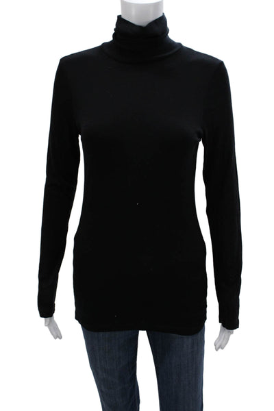 Splendid Women Basic Black Pima Cotton Turtleneck Long Sleeve T-Shirt Size XL