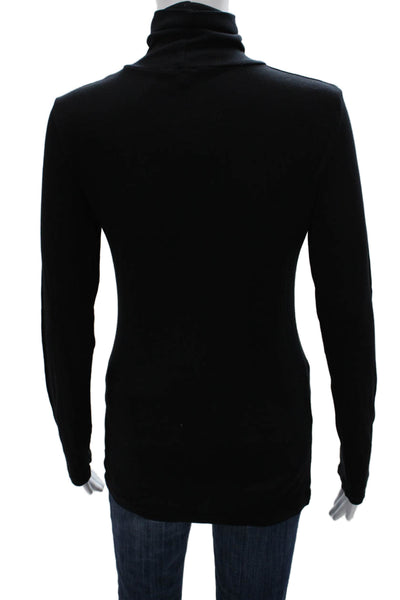 Splendid Women Basic Black Pima Cotton Turtleneck Long Sleeve T-Shirt Size XL