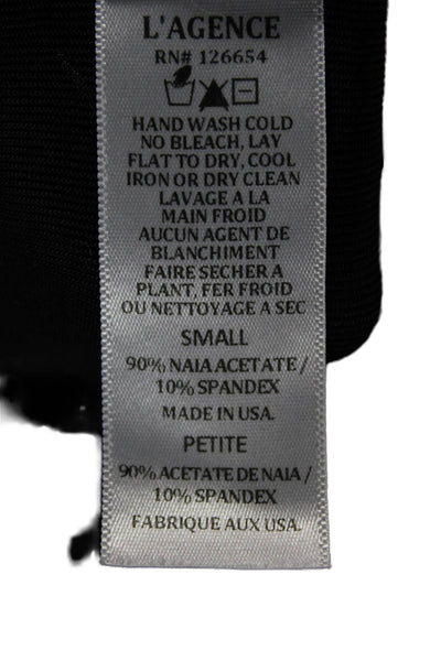L Agence Womens Basic Black Scoop Neck Short Sleeve T-Shirt Petite Size S