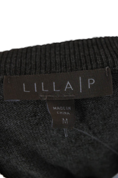 Lilla P Women Pullover Gray Crew Neck Long Sleeve Size M