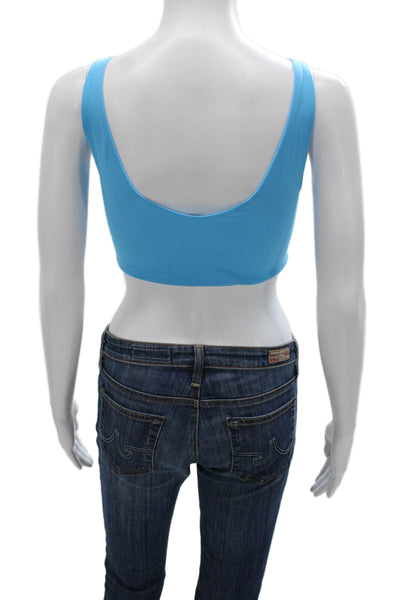 Lululemon Womens Square Neck Stretch Knit Sports Bra Blue Size 10