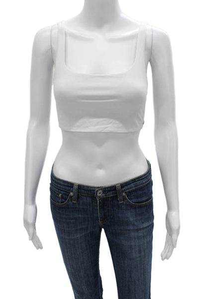 Lululemon Womens Square Neck Stretch Knit Sports Bra White Size 10