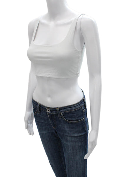 Lululemon Womens Square Neck Stretch Knit Sports Bra White Size 10