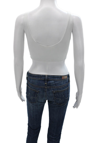 Lululemon Womens Square Neck Stretch Knit Sports Bra White Size 10