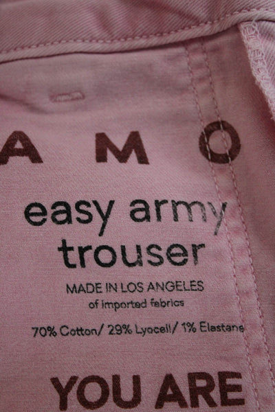Amo Women Cargo Pants Pink Cotton Size 28