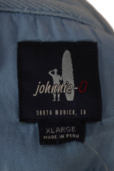 Johnnie-o Mens Long Sleeve Quarter Zip Knit Henley Shirt Blue Cotton Size XL
