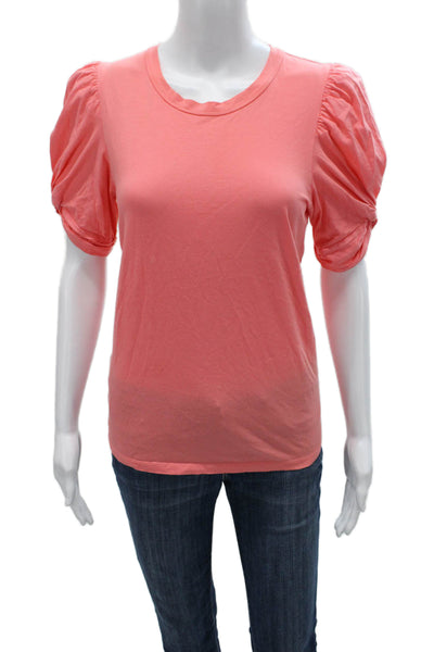 ALC Womens Pink Cotton Crew Neck Short Sleeve Basic T-Shirt Size M