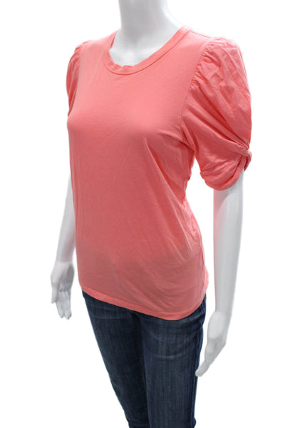 ALC Womens Pink Cotton Crew Neck Short Sleeve Basic T-Shirt Size M