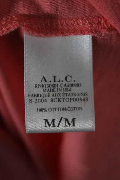 ALC Womens Pink Cotton Crew Neck Short Sleeve Basic T-Shirt Size M