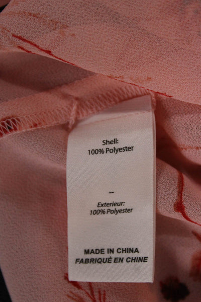 Cinq A Sept Women Tunic Pink Floral V-Neck Button 3/4 Sleeve Size XS