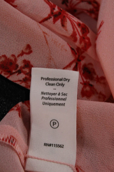 Cinq A Sept Women Tunic Pink Floral V-Neck Button 3/4 Sleeve Size XS