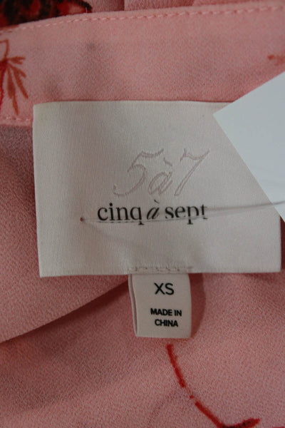 Cinq A Sept Women Tunic Pink Floral V-Neck Button 3/4 Sleeve Size XS