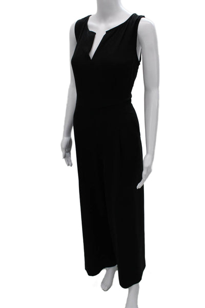 Lafayette 148 New York Women Black V-Neck Sleeveless Jumpsuit Zip Size 10