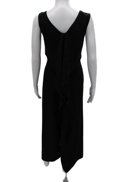 Lafayette 148 New York Women Black V-Neck Sleeveless Jumpsuit Zip Size 10