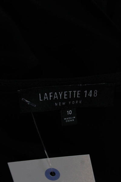 Lafayette 148 New York Women Black V-Neck Sleeveless Jumpsuit Zip Size 10