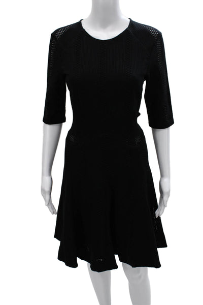 Rag & Bone Womens Fit & Flare Dress Black 3/4 Sleeve Crewneck Zip Size 10