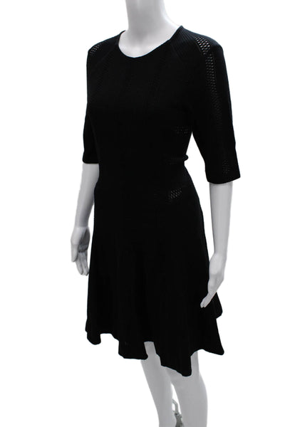 Rag & Bone Womens Fit & Flare Dress Black 3/4 Sleeve Crewneck Zip Size 10
