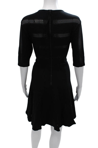 Rag & Bone Womens Fit & Flare Dress Black 3/4 Sleeve Crewneck Zip Size 10