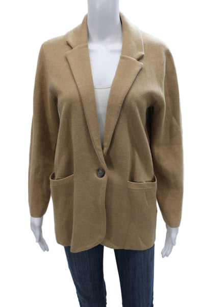 J Crew Womens Beige Cotton Collared Button Cardigan Long Sleeve Size XS