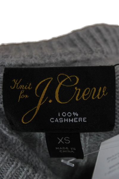 J Crew Womens Gray Cashmere Crew Neck Pullover Sweater Long Sleeve Size XS