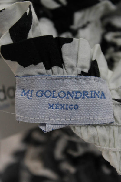 MI Golondrina Womens Black Cotton Maxi Dress Square Neck Short Sleeve Size XS