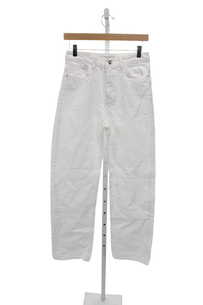 Zara Womens Wide Leg Jeans High Rise White Cotton Size 4
