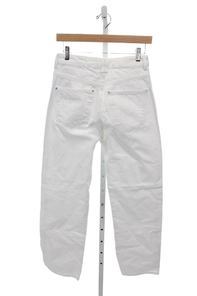 Zara Womens Wide Leg Jeans High Rise White Cotton Size 4