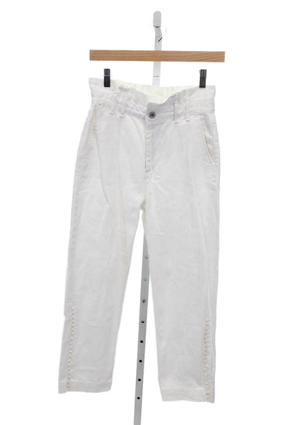 Zara Basic Womens White Cropped High Rise Jeans Size 2