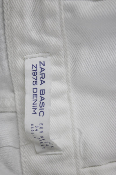Zara Basic Womens White Cropped High Rise Jeans Size 2