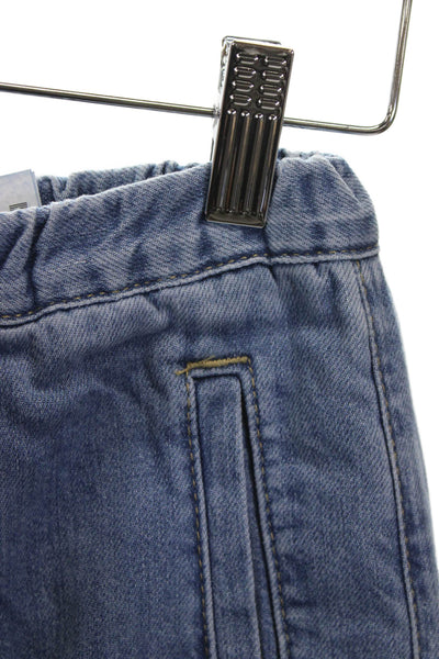 Zara Women Wide-Leg Jeans Blue Cotton High Rise Drawstring Size S