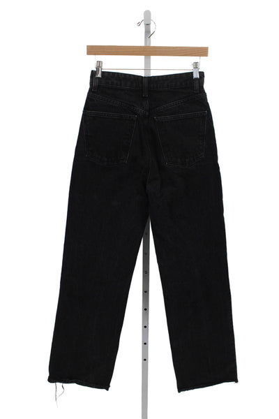 Zara Women Straight Black High Rise Jeans Cotton Button Size 4