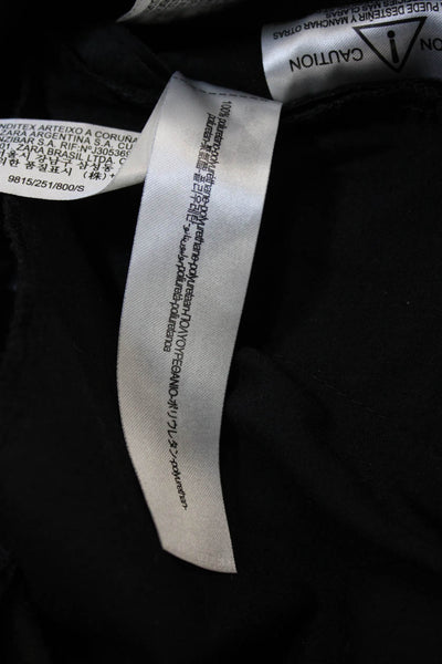Zara Women Ankle Pants Black Polyurethane Button Closure Size S