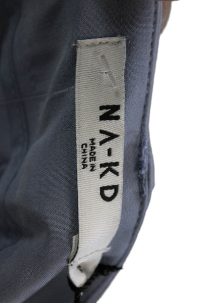 NA-KD Women Dress Pants Blue Polyester Button Size 34