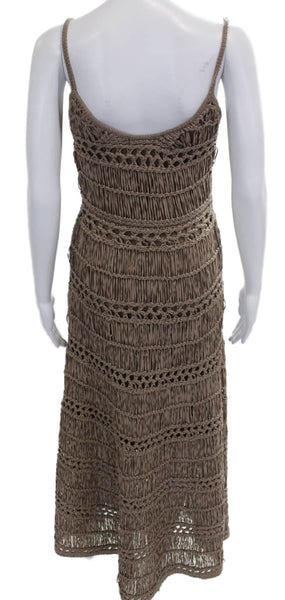 Staud Women Maxi Dress Beige Sleeveless Cotton Round Neck Pullover Long Size XS