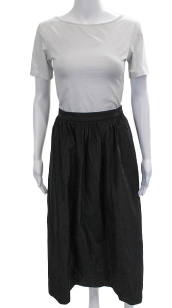 Kal Rieman Women Black Flare Long Skirt Polyester Zip Size 8